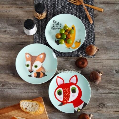Low price Animal Cartoon Dessert breakfast plate Ceramic soup plates steak fruit dish Child dishes Porcelain Tableware Platter