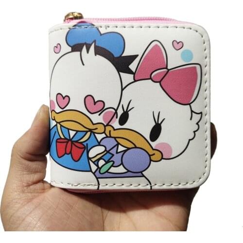 New Disney Cartoon Donald Duck Women Wallet Childrens Mini Coin Purse Fashion Trend PU Leather Zipper Durable Girl Cute Clutch