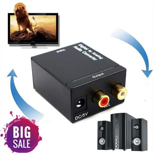 Optical Coaxial Toslink Digital to Analog Audio Converter Adapter RCA L/R 3.5mm-new