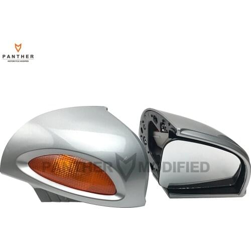Silver Motorcycle Rear View Mirrors Turn Signals Lights Cover Motocross Mirror Shell Case for BMW R1100 RT R1100 RTP R1150 RT