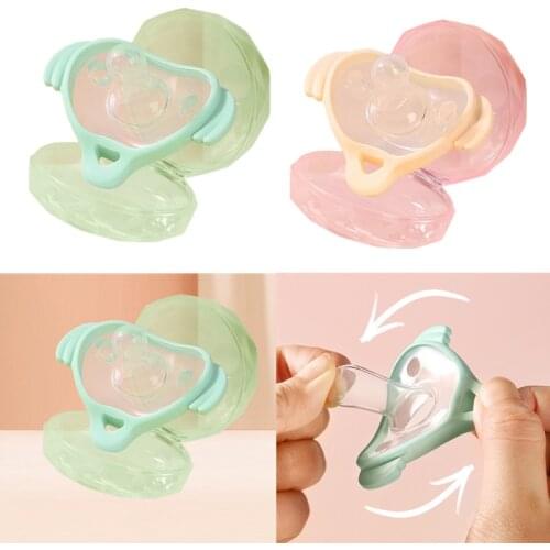 Baby Silicone Pacifier Infant Bite Chewing Soother Comfort Appease Nipple Pacifiers with Dust Cover Container Case Storage Box