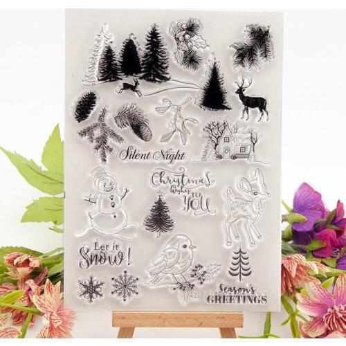 Silicone Clear Stamps CUTTING DIES For Scrapbooking STENSICLS PINE TREES DIY PAPER Album Cards MAKING Transparent RUBBER Stamp