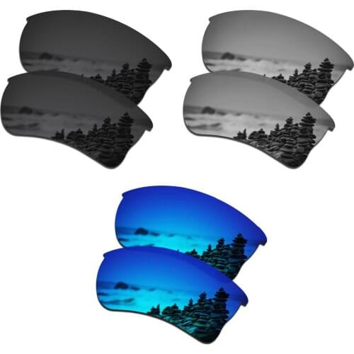 SmartVLT 3 Pairs Polarized Sunglasses Replacement Lenses for Oakley Quarter Jacket Black and Silver Titanium and Ice Blue