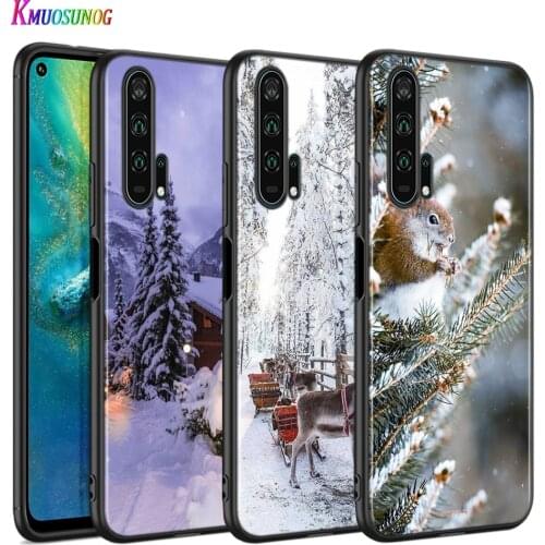 Black Silicone Cover Landscape Winter Light Snow For Honor 30i 10i 10X 9X 8X MAX 20 10 9 8 8A 8C 8S Prime 7A Pro Lite Phone Case
