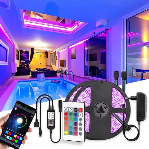 LED Strip Light RGB 5050 SMD 2835 Flexible Ribbon fita led light strip RGB 5M 10M Bluetooth Remote Controller DC12V Led Decorate