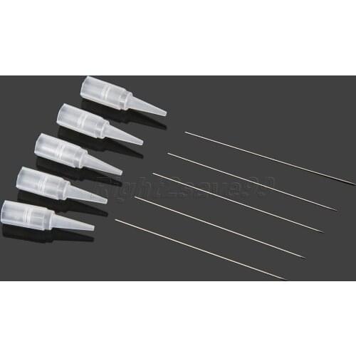 50sets 1R Tattoo needles(0.4mm) and 50pcs 1R tips For Permanent Makeup Machine Eyebrow Needles Lips pins +round mouth caps Tools