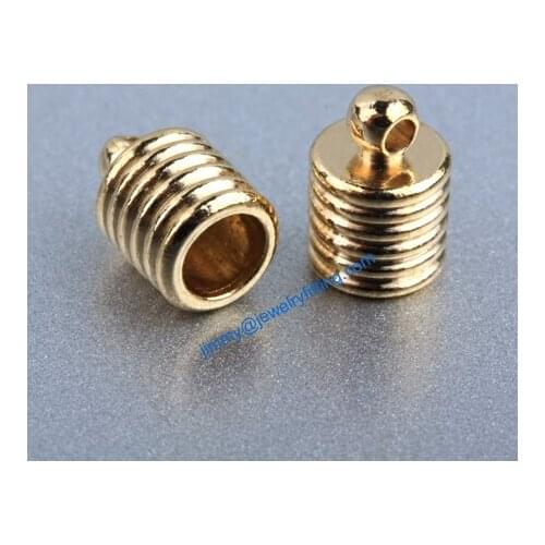 All kinds of Jewelry findings Raw Brass end cap railing end cap for laether cord blind Screw end caps 9*6*4mm