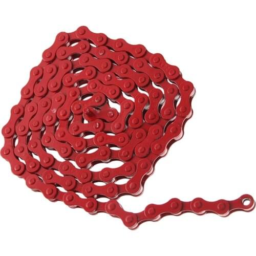 High Strength Steel Magic Button Chain Bike Chain Fixed Gear Track BMX Single Speed Chains 1/2' X 1/8' Red