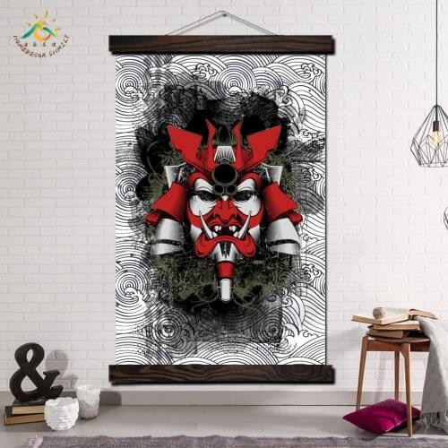Japanese Samurai Mask Modern Wall Art Print Pop Art Picture And Poster Hanging Scroll Canvas Painting Picture Home Decoration