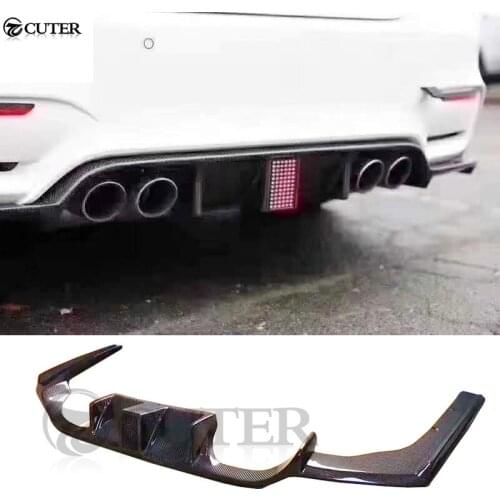 F30 3 series 320i 325i 330i 335i four out Carbon fiber rear lip with LED light For BMW f30 AN M3 Rear bumper spoiler diffuser