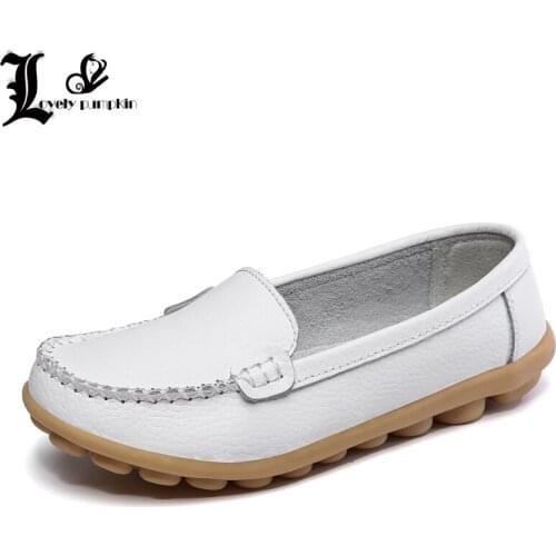 2018 Shoes Woman Leather Women Shoes Flats Colors footwear Loafers Slip On Womens Flat Shoes Moccasins Plus Size LP086