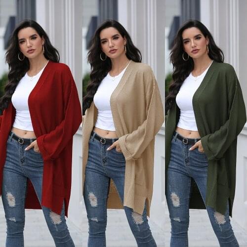 Sweater Cardigans Women 2021 New Winter Sweater Long Solid Color Knitted Cardigan Warm Sweaters Dropshipping SJ3242