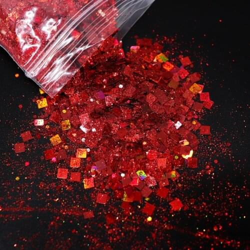 10G Mixed Quadrilateral Holographic Chunky Glitter Bulk Nail Art Accessories Sparkling Paillette Chrome Powder Flakes Manicure