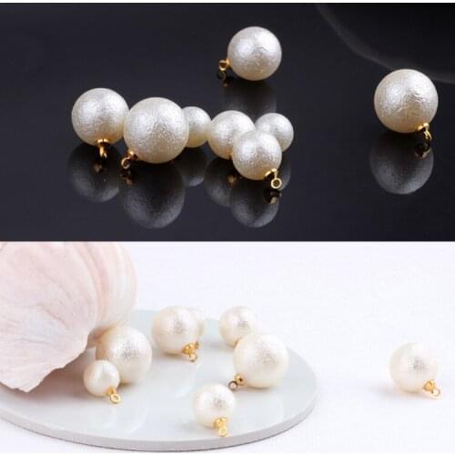 10pcs Abs White Imitation Pearl Beads Size /8/10/12/14/16mm Fit Diy Earrings Necklace Pendant Jewelry Wrinkled Skin Round Beads