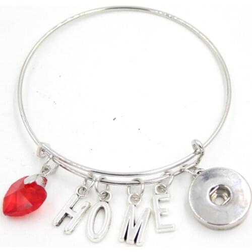 10PCS/LOT Interchangeable Snap Jewelry Inspired Initial Letter I Love HOME Charm Wire Expandable Adjustable Snap Bracelets DIY