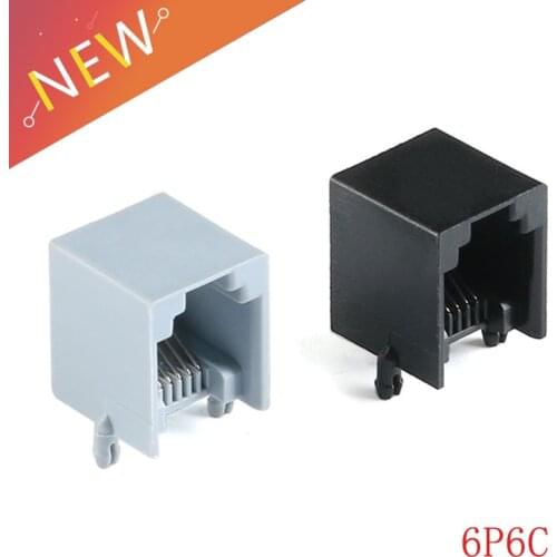10Pcs 6P6C RJ11 RJ12 PCB Mount Telephone Modular Connector Socket Interface Crystal Female Socket Telephone For Plug Jack