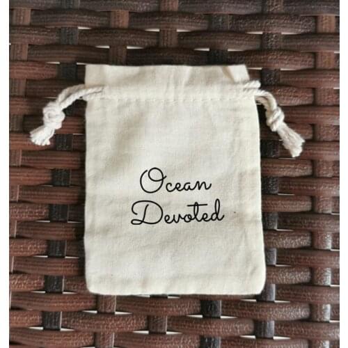 Customised Logo 350 PCS 7x9cm 130g Cotton Bags Drawstring Jewelry Pouches Printed With Black Logo