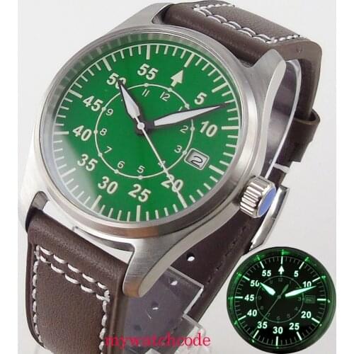 39mm Brushed Case NH35 Automatic Men Watch 200m Water Resistance Sapphire Crystal Luminous Leather Strap Date Indicator