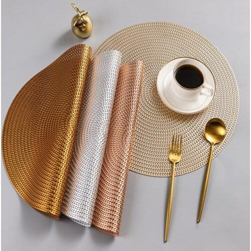 4-6PCS Placemat Round Placemats Hollow Non Slip PVC Table Mats Kitchen Accessories Decoration Home Steak Plate Pad Coaster Set