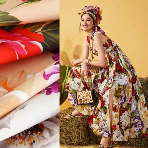 50x145cm peony printed natural cotton fabric cloth material sewing clothing shirt children scarf handmade fabric for dress