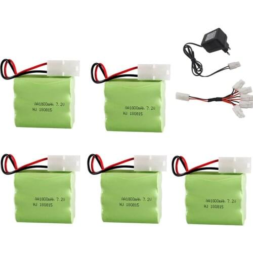 7.2v 1800mah Ni-MH Battery with 7.2v Charger For Rc toys Car Boats Robot Guns Tank Train NIMH AA 7.2v Rechargeable Battery Pack