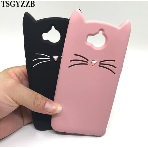 3D Cute Case For Huawei Y5 2017 Silicon Beard Cat Case For Huawei Y5 II P20 Lite Y7 2018 Y6 2019 Cover Cartoon Gel Coque Shell