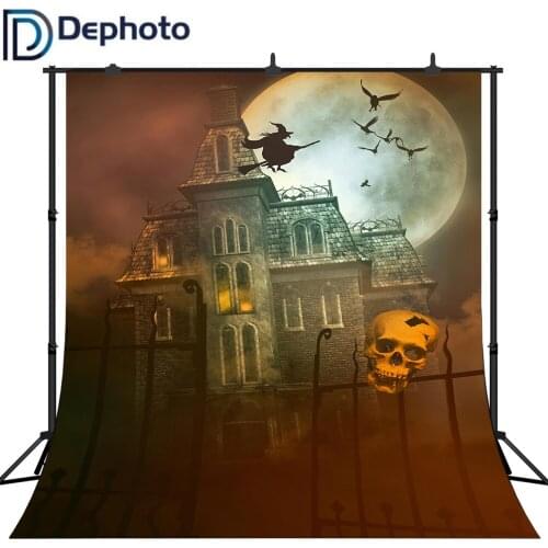 Dephoto Photography Backdrop Halloween Horror Witch Moon Night Haunted Castle Background Kids Adults Costume Party Photo Studio