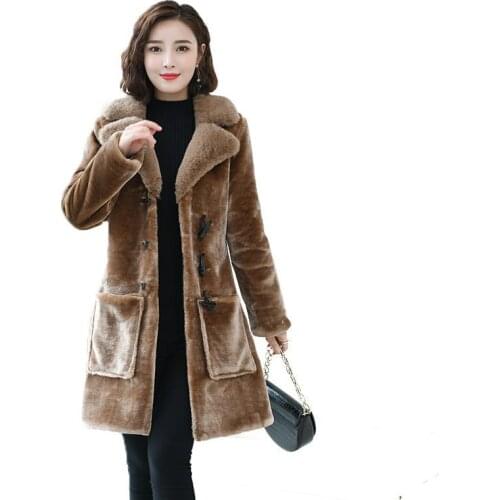 Elegant Shaggy Women Faux Fur Coat streetwear Autumn Winter Warm Plush Sheep Cashmere Coat Female Plus Size 5XL Overcoat Party