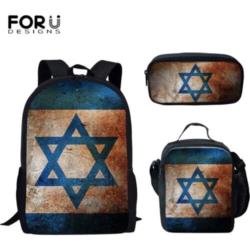 FORUDESIGNS Canvas Backpack Women Flag of Israel Printing Men Large Travel Mochila Schoolbag For Teenager Girls Back Pack Female