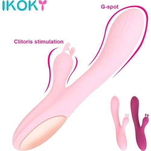 IKOKY 10 Speeds Rabbit Dildo Vibrator 2 Motors G-Spot Clitoris Stimulator Vaginal Pussy Massager Cute Deer Sex Toys for Women