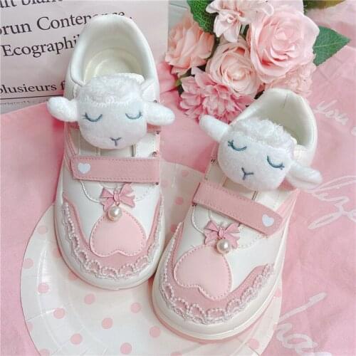 Autumn JK uniform pink shoes cute round thick-bottom straps soft sister casual sports campus style shoes women shoes loli