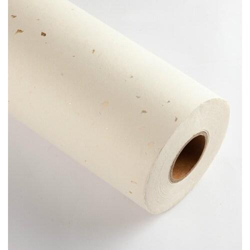 Chinese Rice Paper 100m Half-Ripe Gold Foil Fiber Xuan Paper Chinese Roll Painting Calligraphy Rice Paper with Plant Fiber