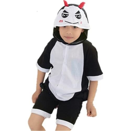 Cartoon Anime devil Cosplay Costume Summer Jumpsuit Short Sleeve kids Animals demon Pajamas Pyjamas Onesie Children Sleepwear