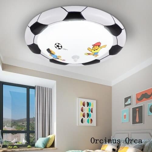 Creative personality soccer ceiling lamp for boys bedroom children room lamp cartoon color basketball led eye care ceiling lamp