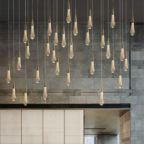 Gold Water drop Crystal Creative Pendant Light European-style Luxury LED Lamps Moderm Glass Indoor Lighting Restaurant