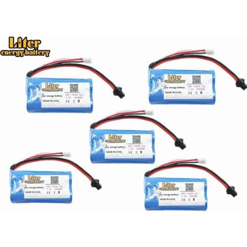 5pcs 7.4V 1800mAh Lipo battery For Udi U12A Syma S033g Q1 Tianke H100 7.4 Lipo Battery 18650 7.4 V 1800mah 15C SM Plug