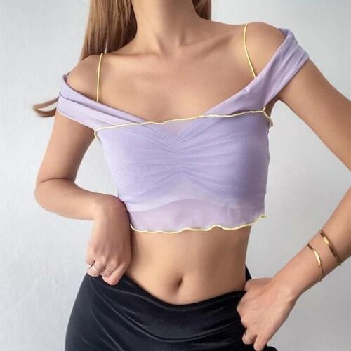 Women Summer Halter Lace-up Tank Top Sexy Solid Color Mesh Yarn Suspender Tops Camisole High Street Vest Streetwear