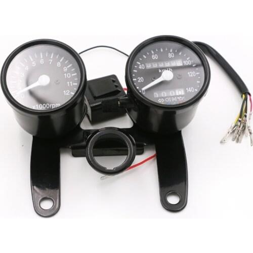 Motorcycle Black LED Tachometer Speedometer Odometer Gauge Bracket Bobber Chopper Bobber Cafe Racer