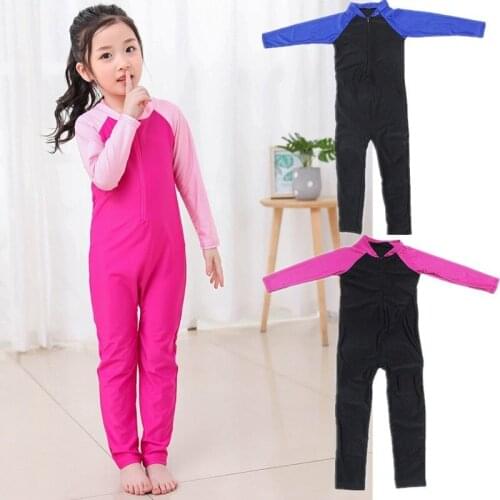 Muslim Swimwear Arab Girls Islamic Children One-Piece Suits Modest Swimsuits Dubai Turkey Islam Beach Wear Swimming Diving Suits