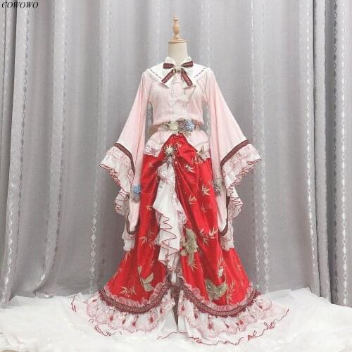 [Customized]Anime! Touhou Project Houraisan Kaguya Lolita Elegant Uniform Cosplay Costume Halloween Party Role Play Outfit Women