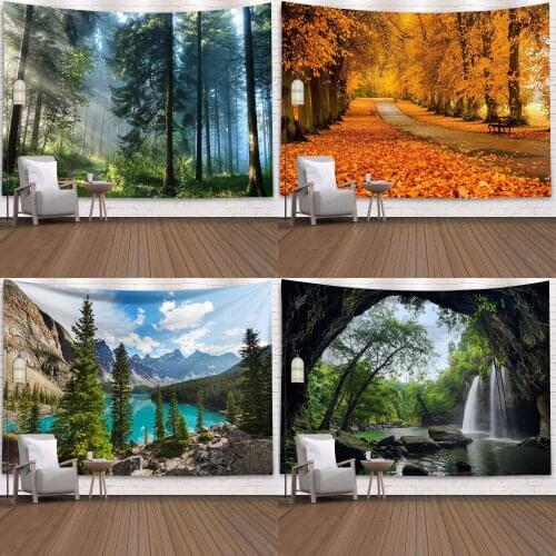 Tree Landscape Mandala Tapestry Forest Wall Tapestry Wall Hanging Tapestry Scenic Curtain Wall Art Decor Beach Mat Tablecloth