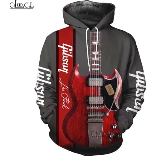 HX Newest Red Electric Guitar 3D Print Men Hoodie Harajuku Casual Sweatshirt Unisex Fsahion Zipper Pullover Drop Shipping