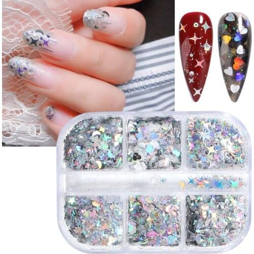 New nail sequins in Japanese gold and silver laser irregular nail glitter powder Sequin sand powder nail