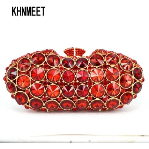 New design Clutch Bag Red Luxury crystal evening bag Women party purse bridal Wedding Day Clutches soiree pochette SC298