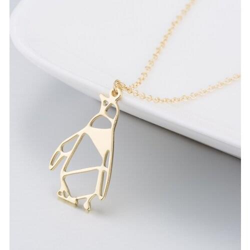 Origami Penguin Necklace Special Good Luck Lovely Animal Necklace Pendant for Women Girls Jewelry Stainless Steel Accessories