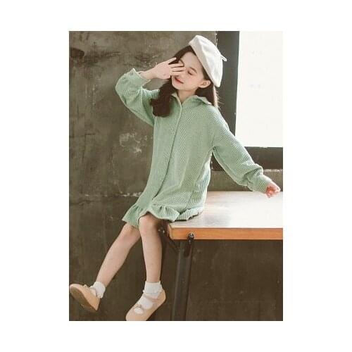 The latest explosion of childrens wear girls striped shirt dresses big childrens foreign princess trade