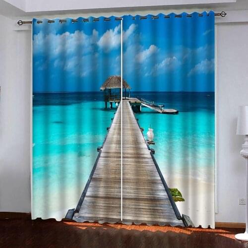 Custom 3d curtains Aegean Sea Landscape 3d curtains for living room rideaux pour le salon European and American Style curtain