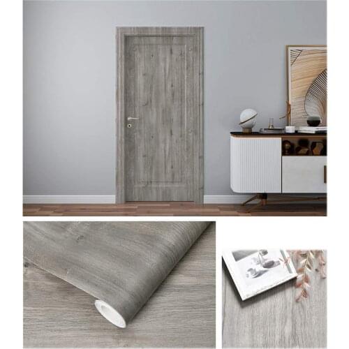 GLOW4U Self Adhesive Rustic Grey Wood Vinyl Contact Paper Wallpaper for Kitchen Cabinets Walls Table Furniture Door