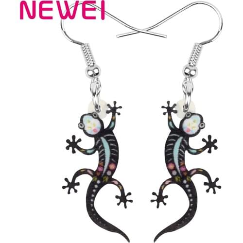 Newei Acrylic Halloween Gecko Earrings Lightweight Realistic Animal Dangle Drop Jewelry For Women Kids Novelty Gift Accessories