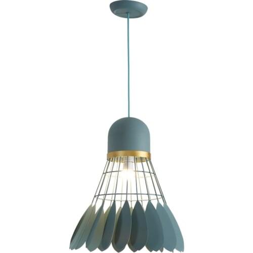 Nordic Creative Iron Badminton Shape Droplight Macaron Color E27 LED Shuttlecock Pendant Light Bedroom Bedside Aisle Bar